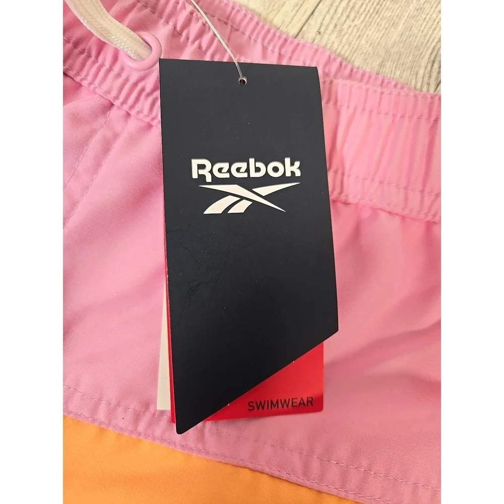 Reebok Swim Trunks Boys LARGE 14/16 Colorblock UPF 50 Mesh Lining NEW
